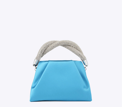 Rodo Blue Top Handle Satin Clutch