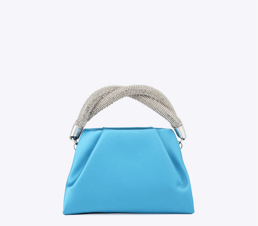 Rodo Blue Top Handle Satin Clutch