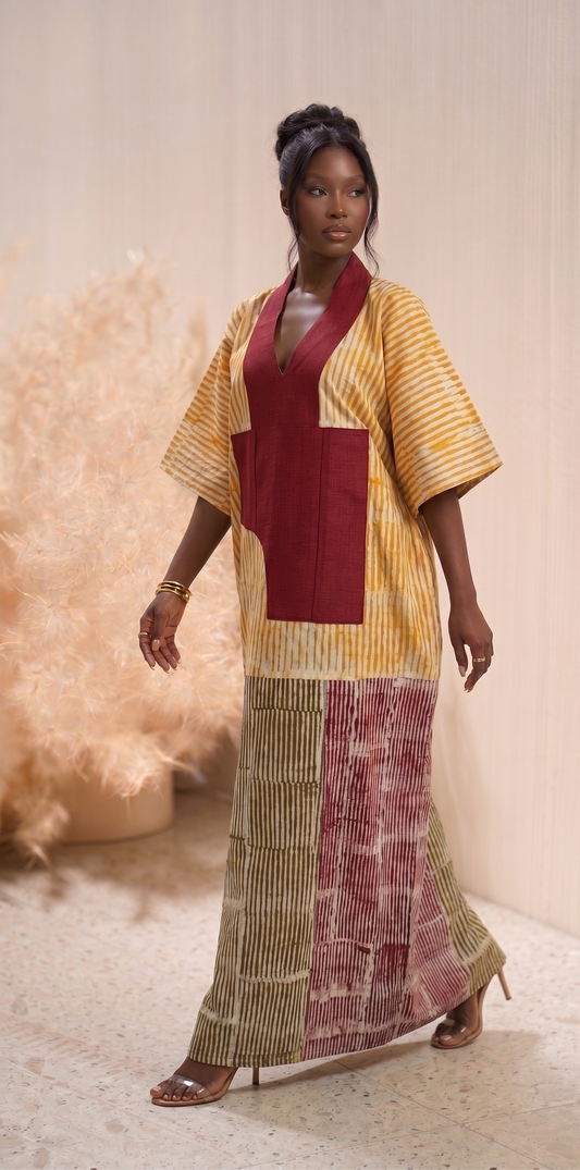 Fadeke Adire Boubou - Burgundy