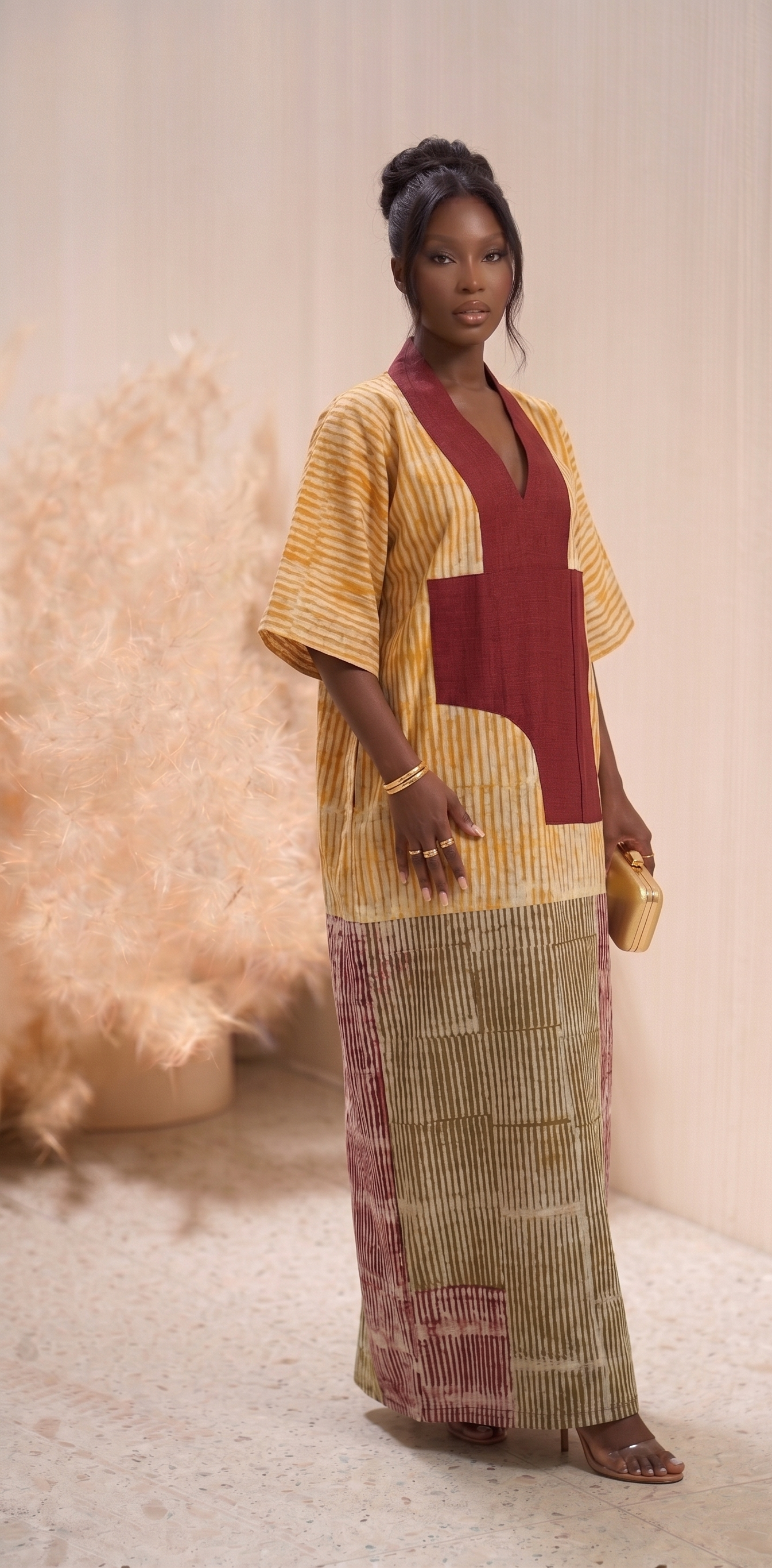 Fadeke Adire Boubou - Burgundy