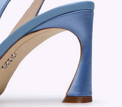 Rodo Blue Satin Slingback with Jeweled Buckle