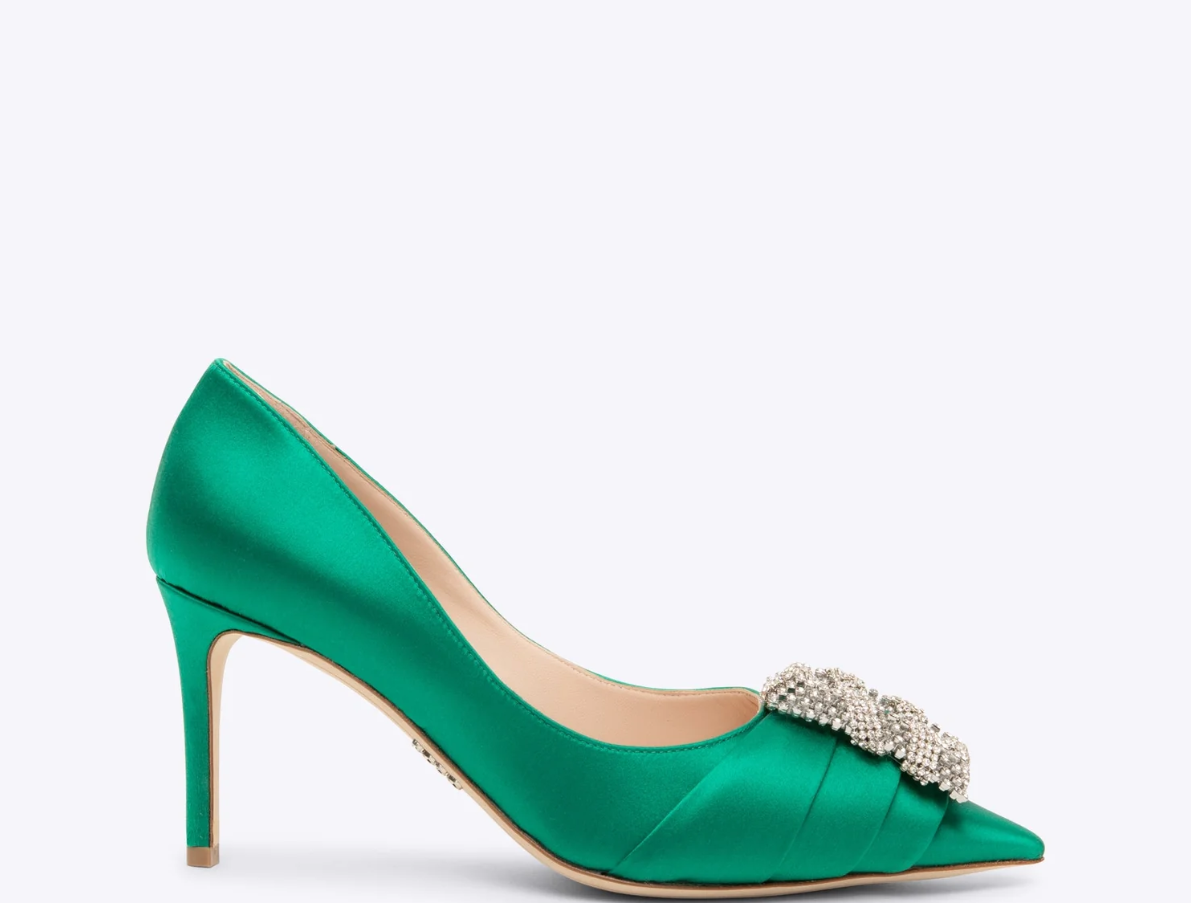 Tahlia Green Satin Pumps