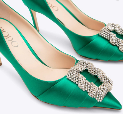 Tahlia Green Satin Pumps