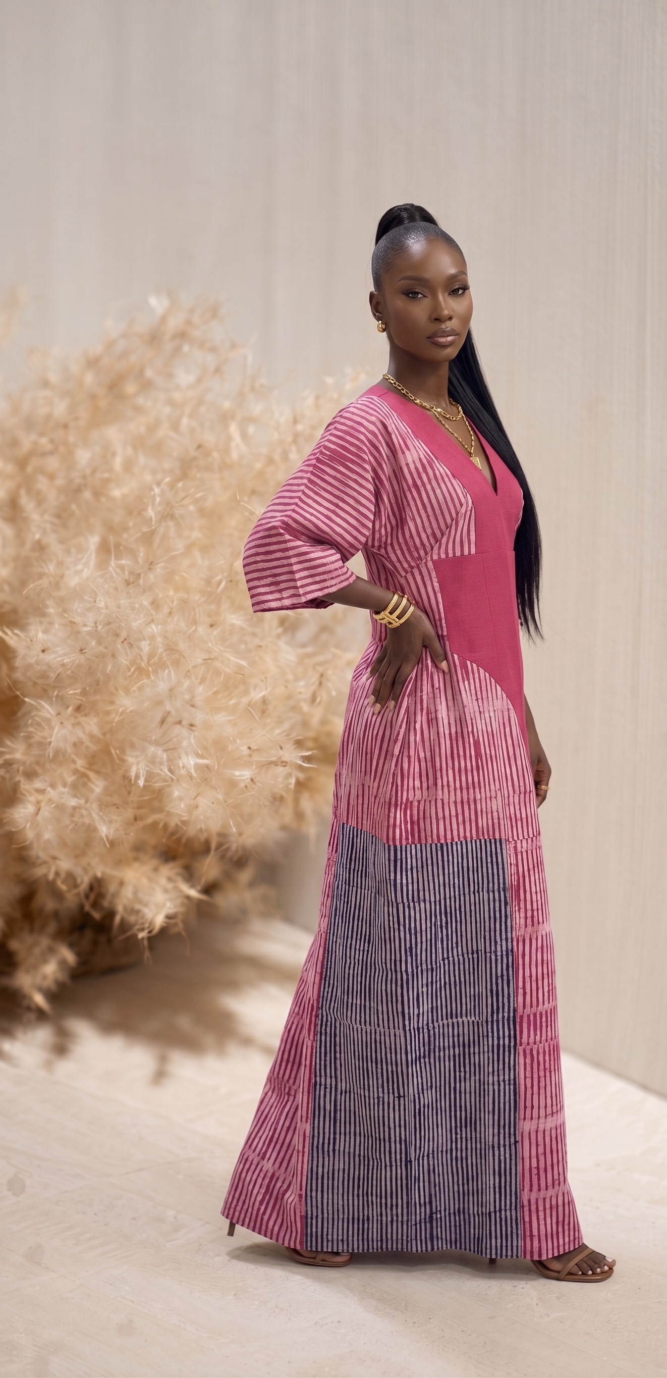 Fadeke Adire Boubou - Pink