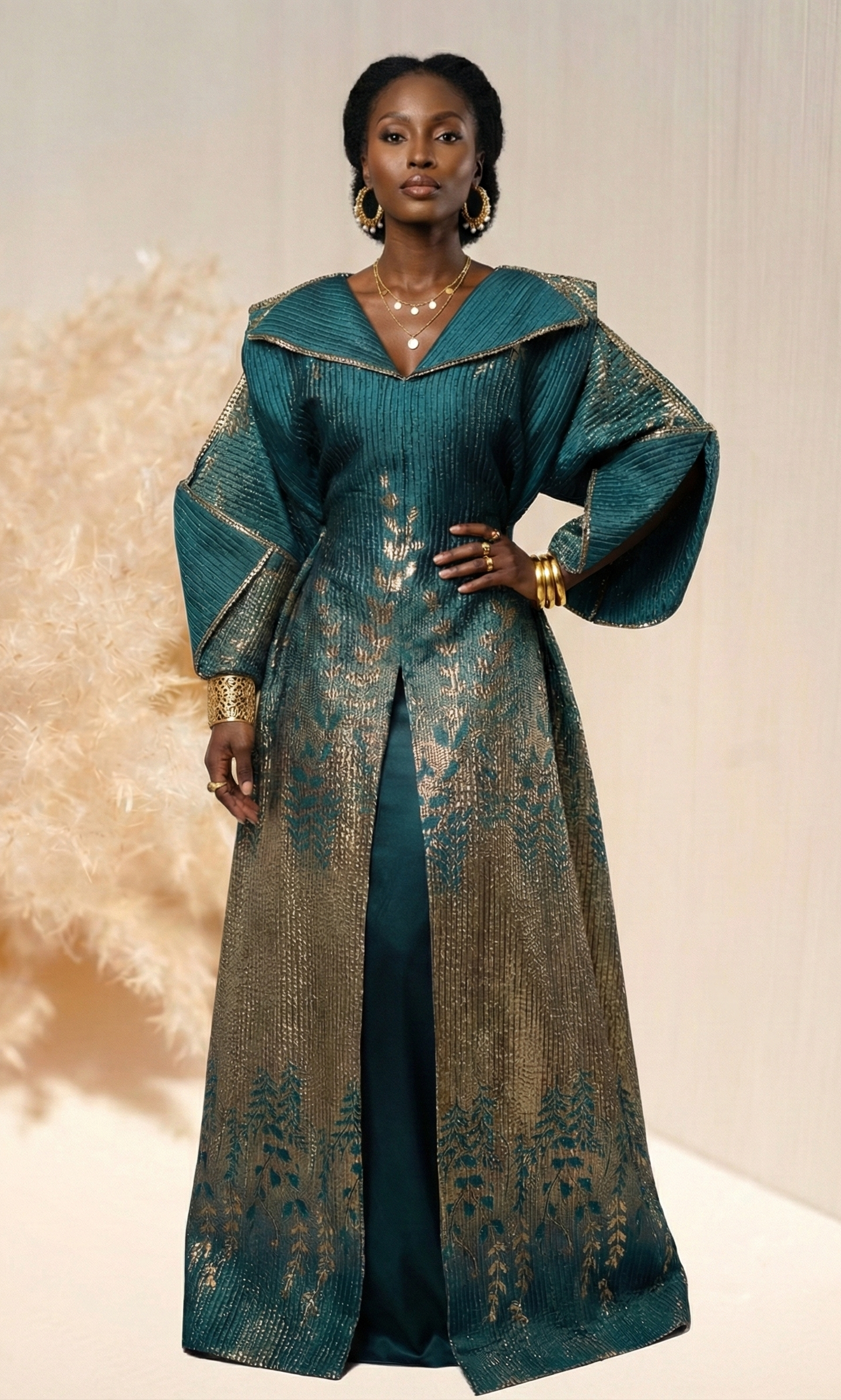 Aduke Brocade Dress - Green