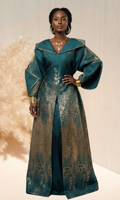 Aduke Brocade Dress - Green