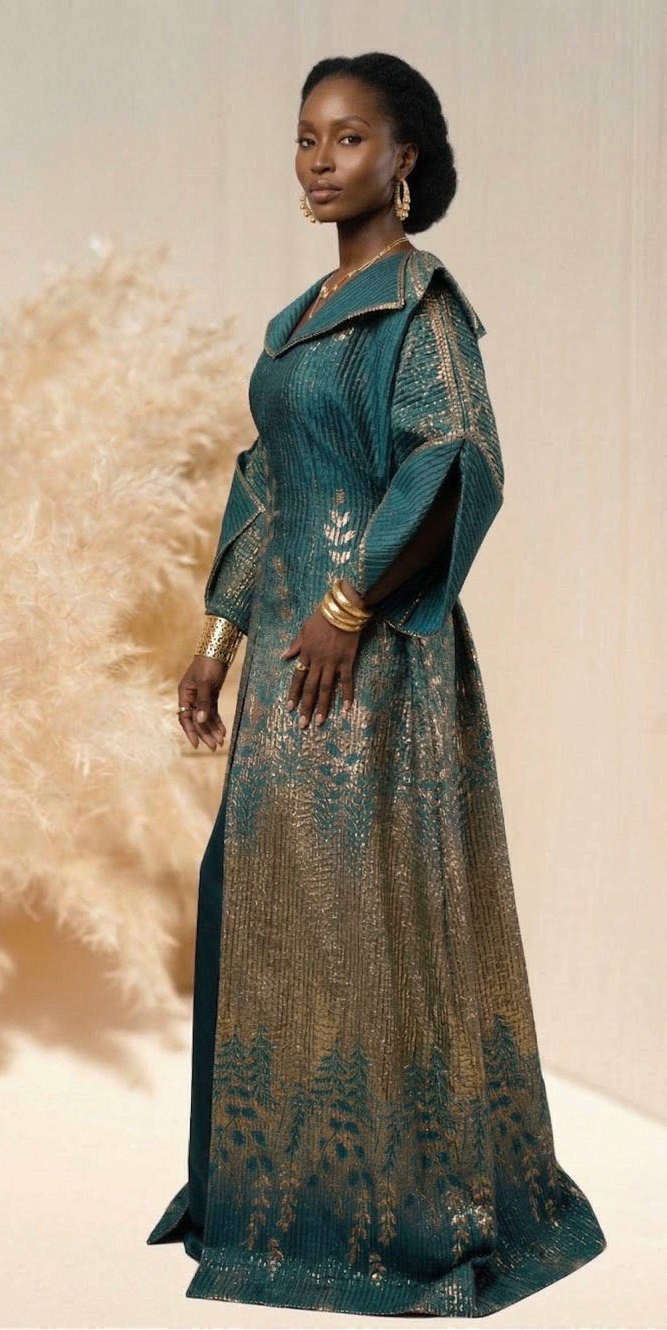 Ayinke Brocade Dress - Green