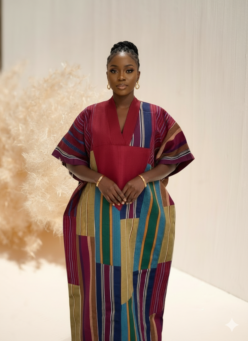 Abeni Aso Oke Agbada Dress - Multi