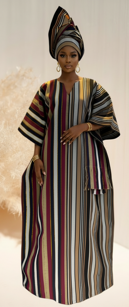 Abeni Aso Oke Agbada Dress - Striped