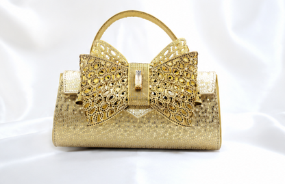 Nnena Golden Bow Luxe Shoe & Bag Set