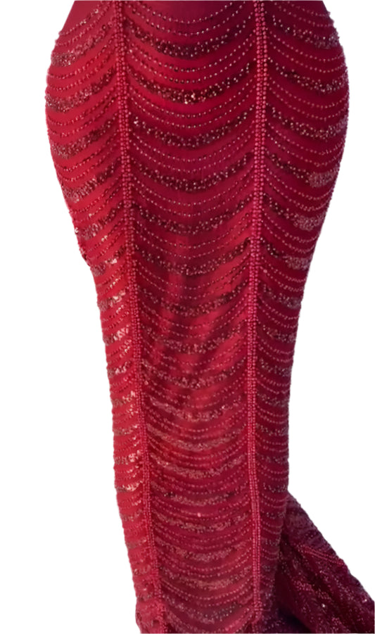Red Beaded Lace - 5 yards