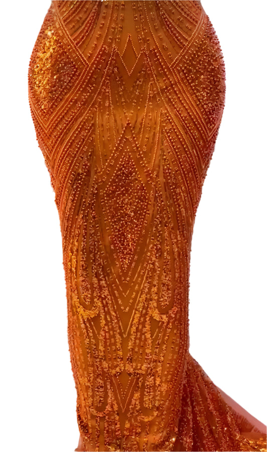 Orange Beaded Lace