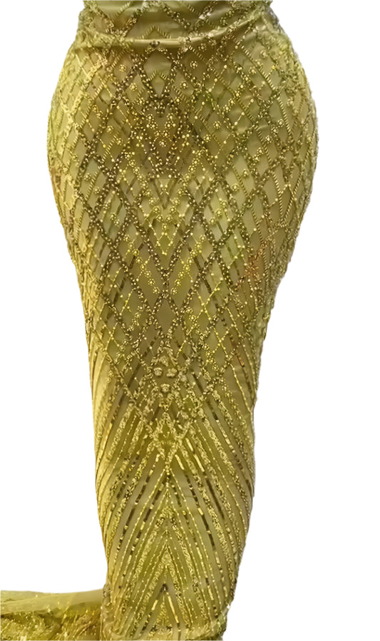 Lime Beaded Lace