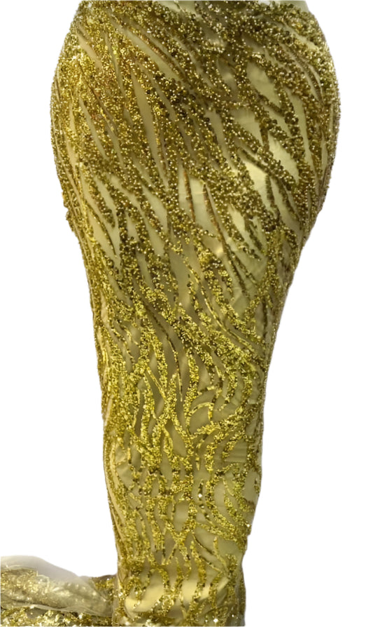 Golden Yellow Beaded Lace - 5 Yards