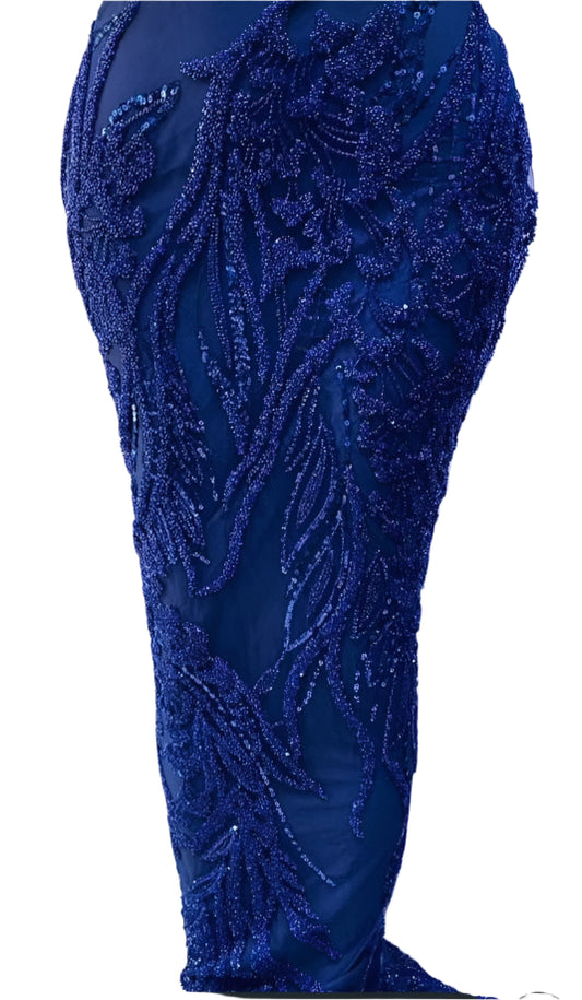 Royal Blue Beaded Lace - 5 Yards