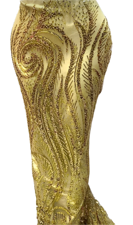 Golden Yellow Beaded Lace - 5 Yards