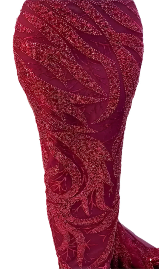 Red Beaded Lace - 5 Yards