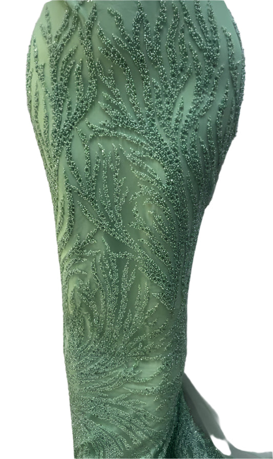 Light Green Beaded Lace - 5 Yards