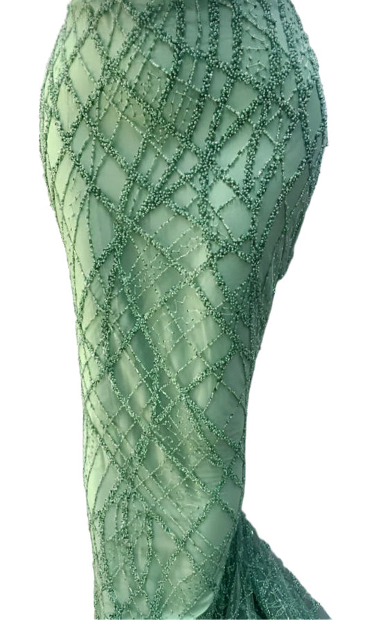 Light Green Beaded Lace - 5 Yards