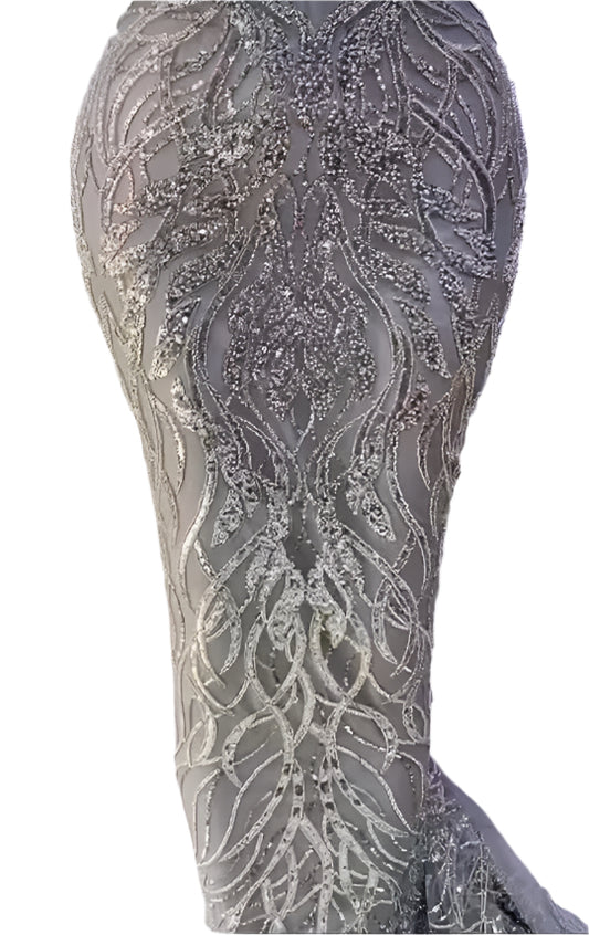 Silver Beaded Lace - 5 Yards