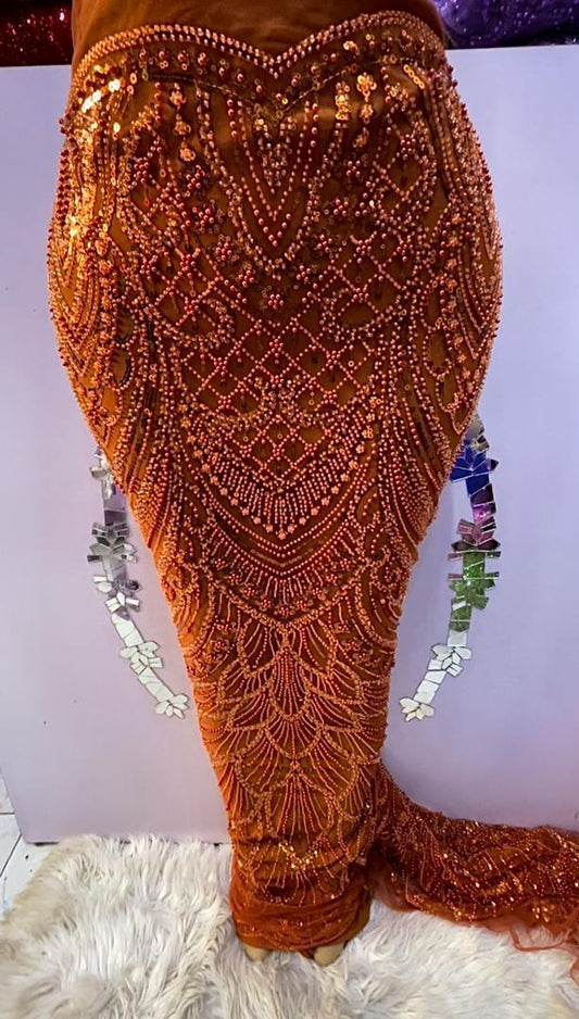 Amber Beaded Lace - 5 yards