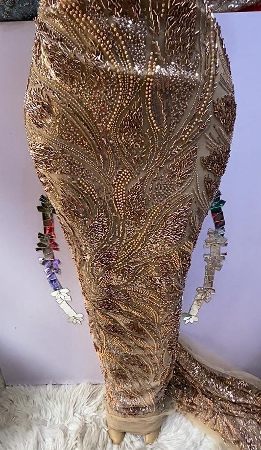 Gold Beaded Lace - 5 yards