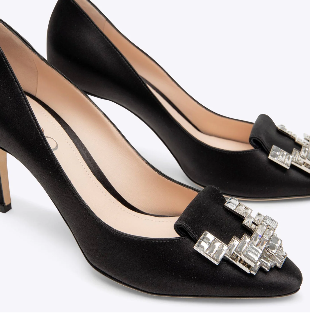 Rodo Black Satin Pumps