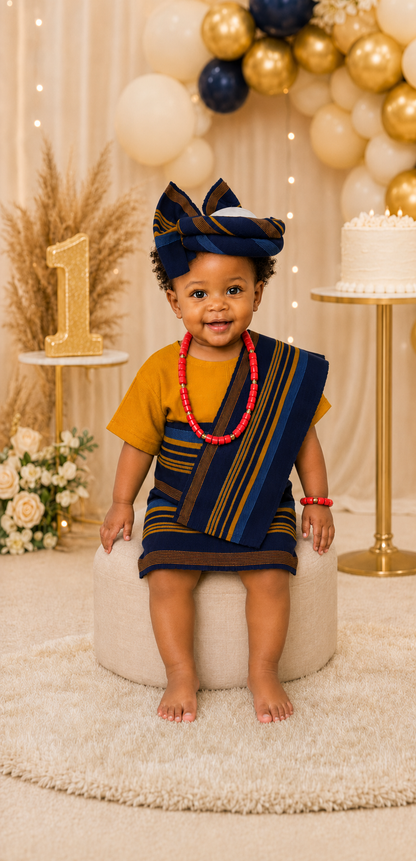 Apeke Girls' Asooke – Blau gestreift