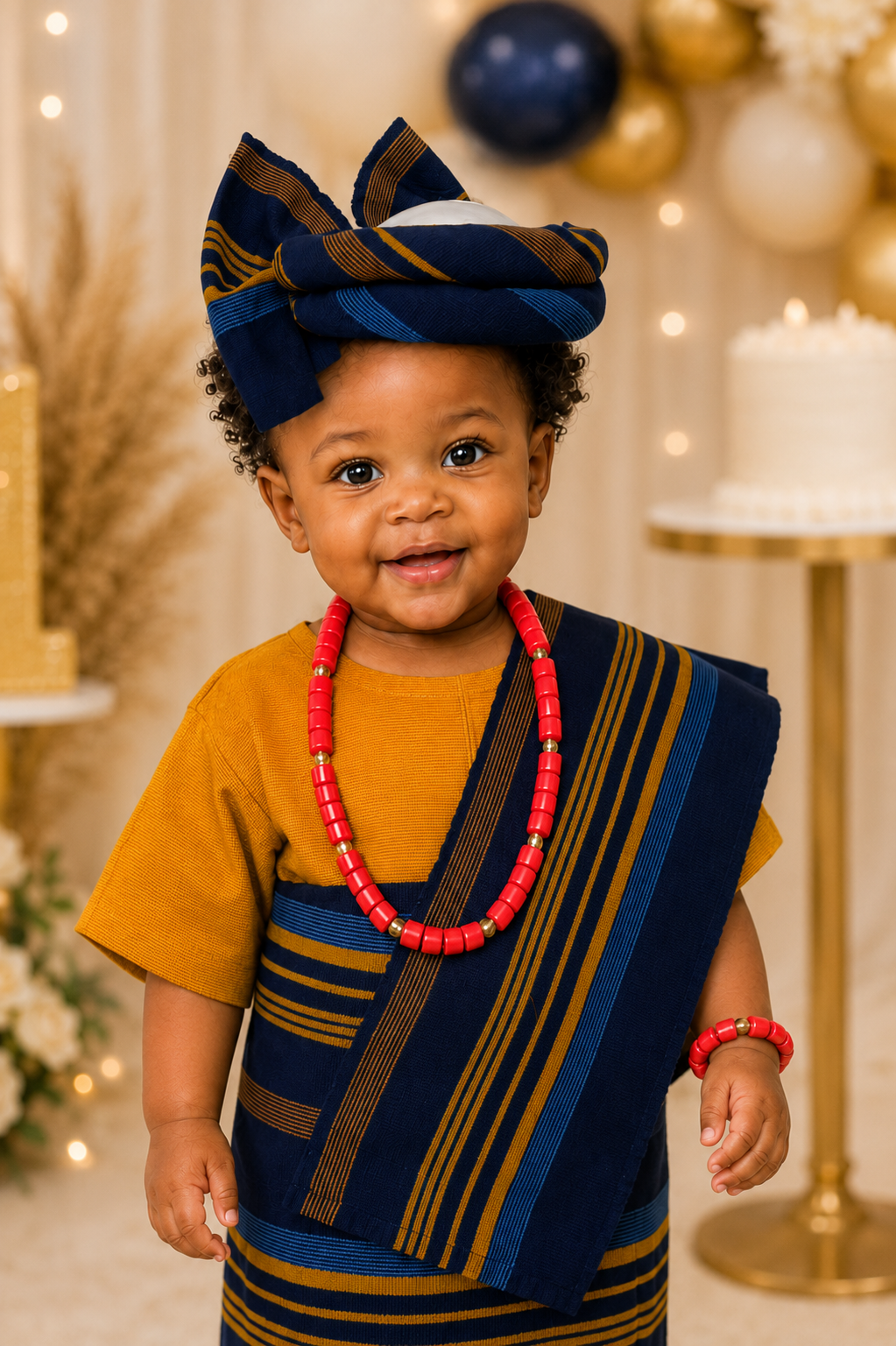 Apeke Girls' Asooke – Blau gestreift