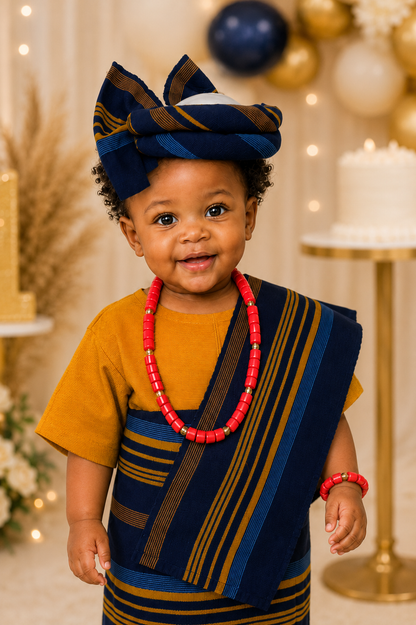 Apeke Girls' Asooke – Blau gestreift