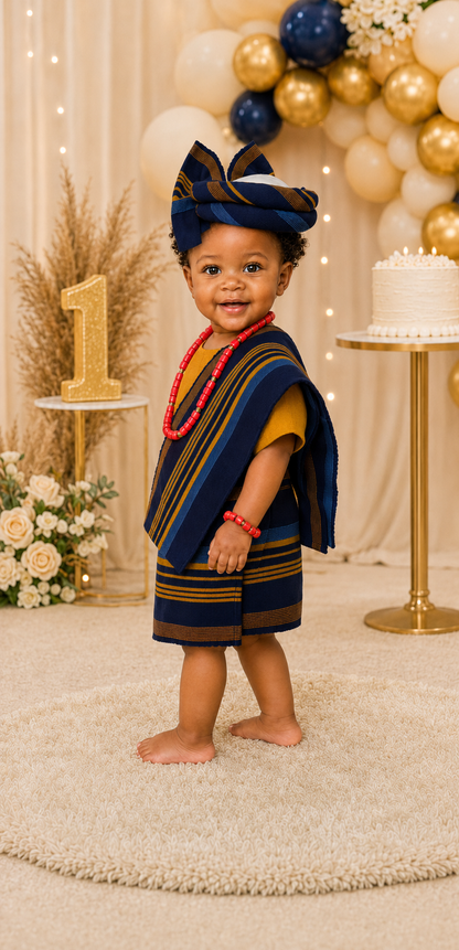 Apeke Girls' Asooke – Blau gestreift