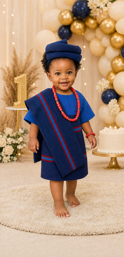 Apeke Girls' Asooke – Blau gestreift