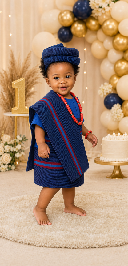 Apeke Girls' Asooke – Blau gestreift