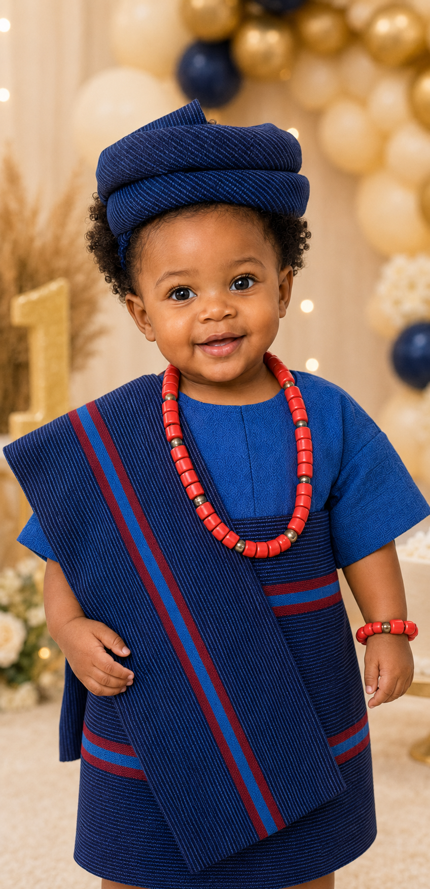 Apeke Girls' Asooke – Blau gestreift