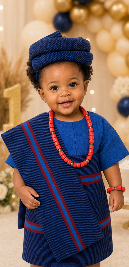 Apeke Girls' Asooke – Blau gestreift