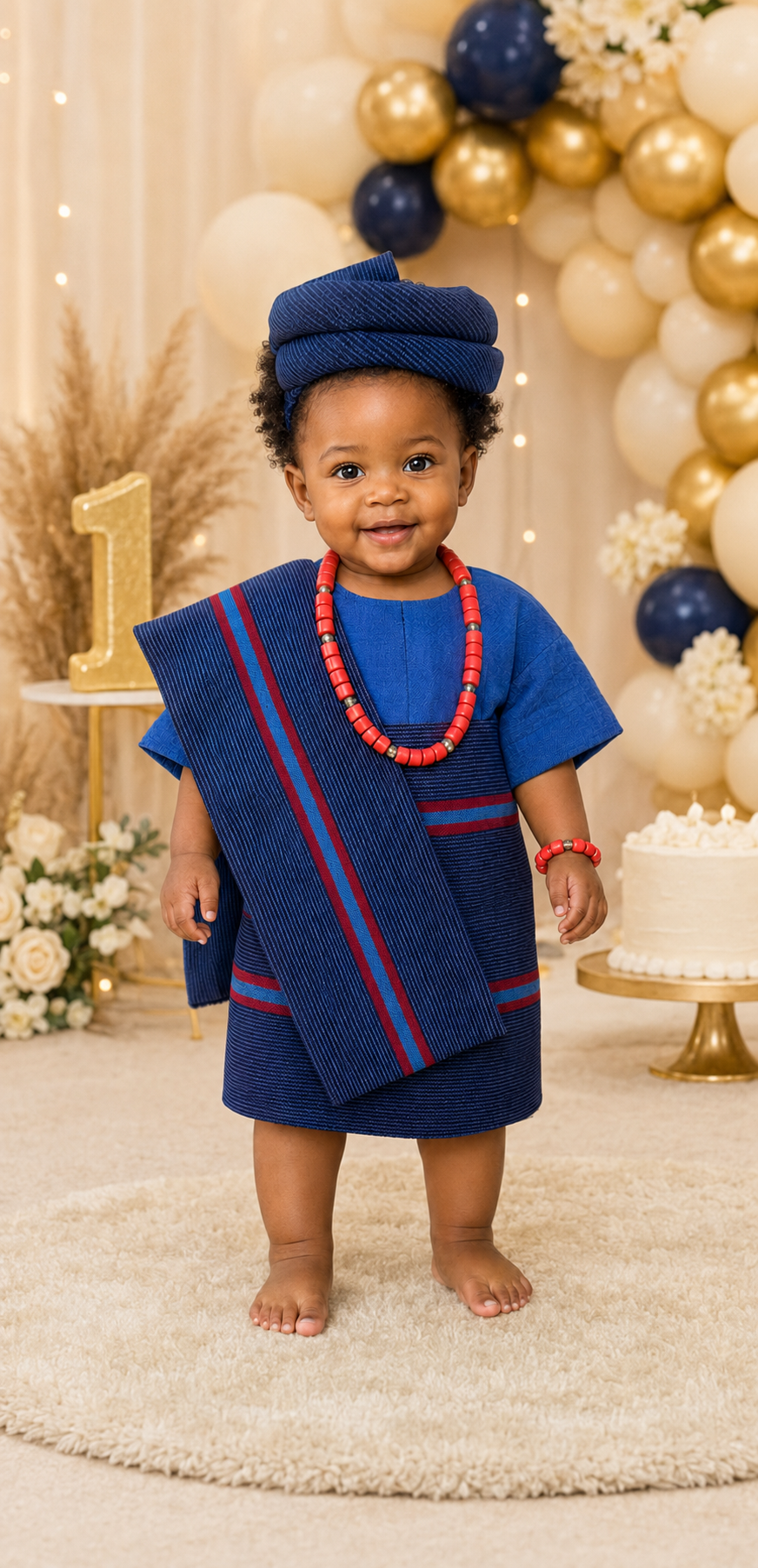 Apeke Girls' Asooke – Blau gestreift