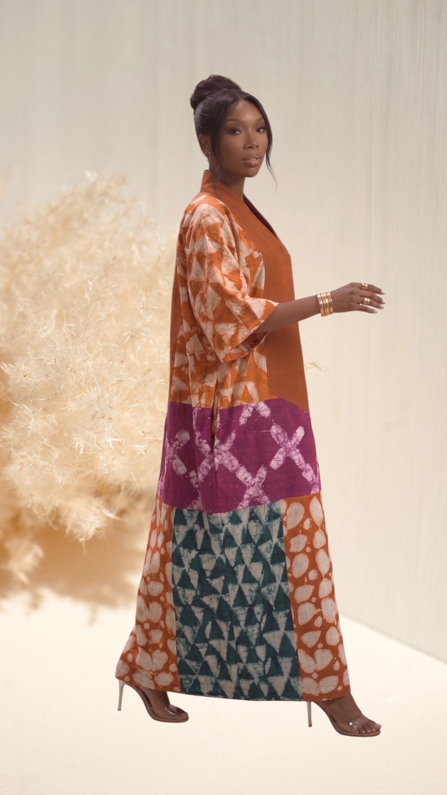 Folusho Adire Boubou - Orange