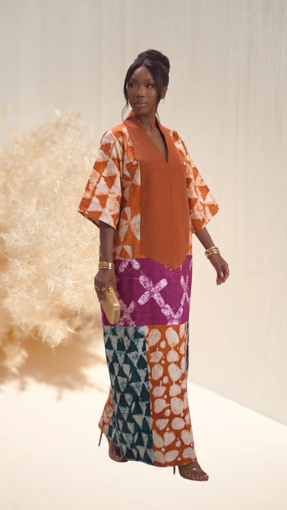 Folusho Adire Boubou - Orange