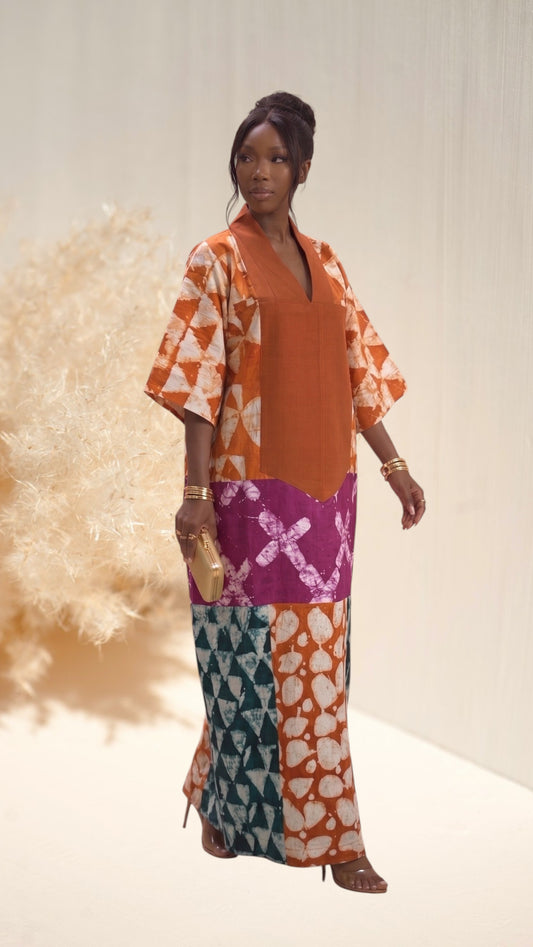 Folusho Adire Boubou - Orange