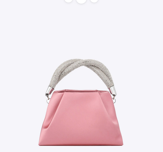 Rodo Pink Top Handle Satin Clutch