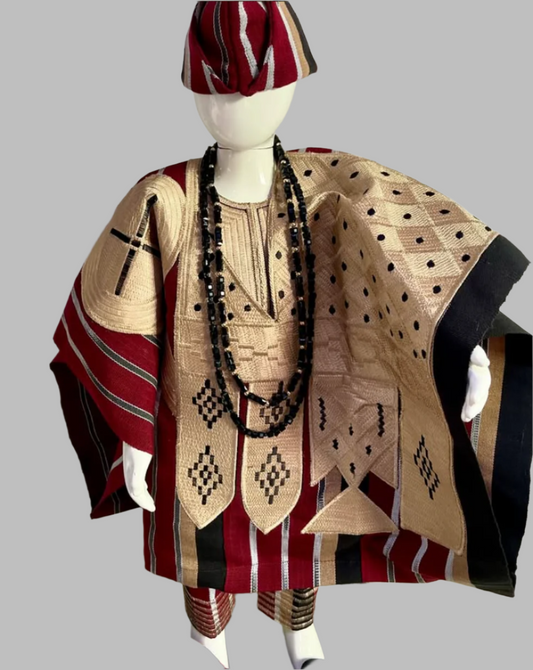Ayomide Boys' Agbada Set – Red 1