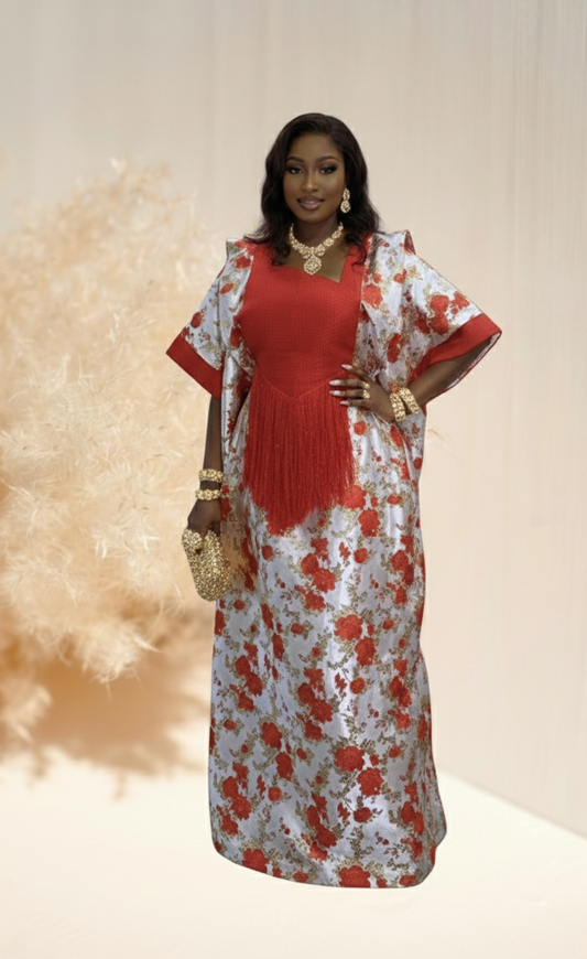 Amara Crimson Floral Luxe Boubou
