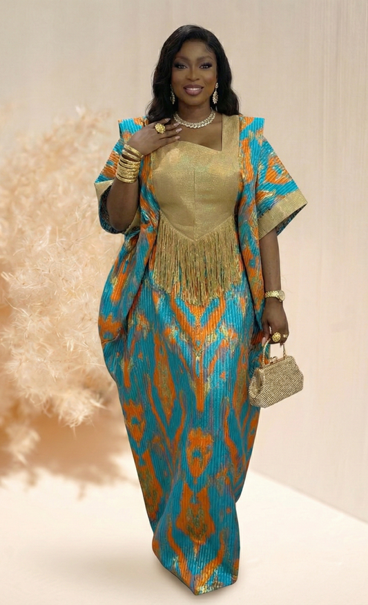 Amara Teal & Gold Luxe Boubou