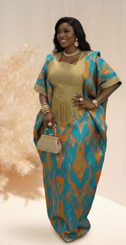 Amara Teal & Gold Luxe Boubou