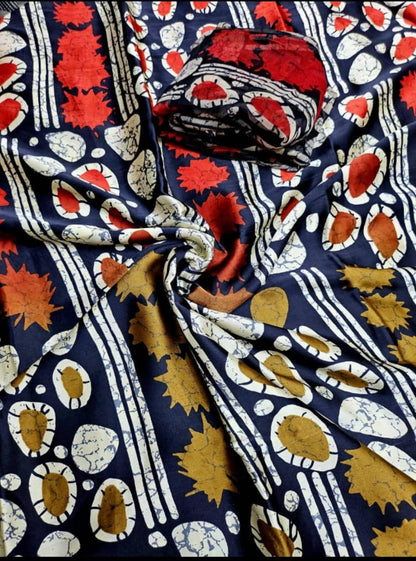 Adire Silk & Chiffon Fabric - 005