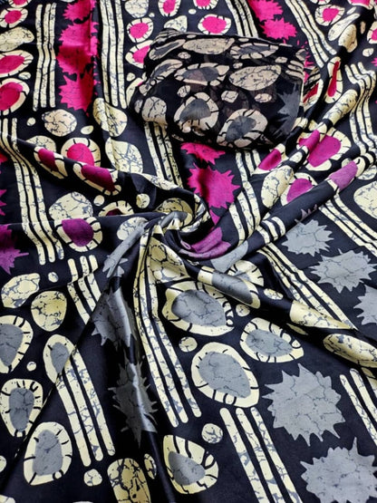 Adire Silk & Chiffon Fabric - 005