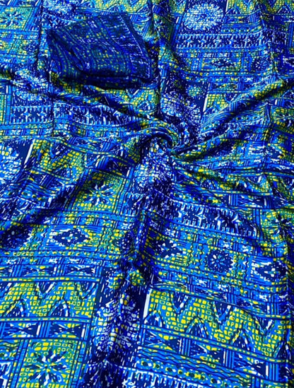 Adire Silk & Chiffon Fabric - 008