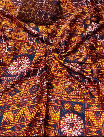 Adire Silk & Chiffon Fabric - 008