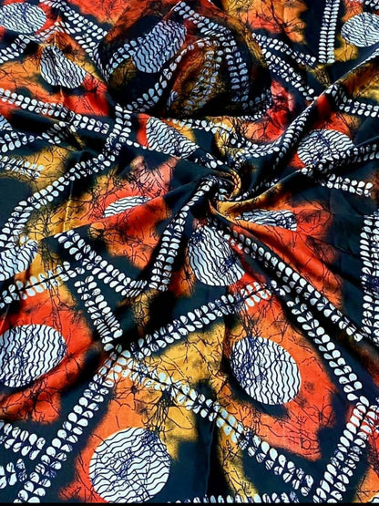 Adire Silk & Chiffon Fabric - 009