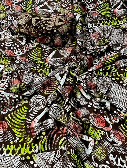 Adire Silk & Chiffon Fabric - 010